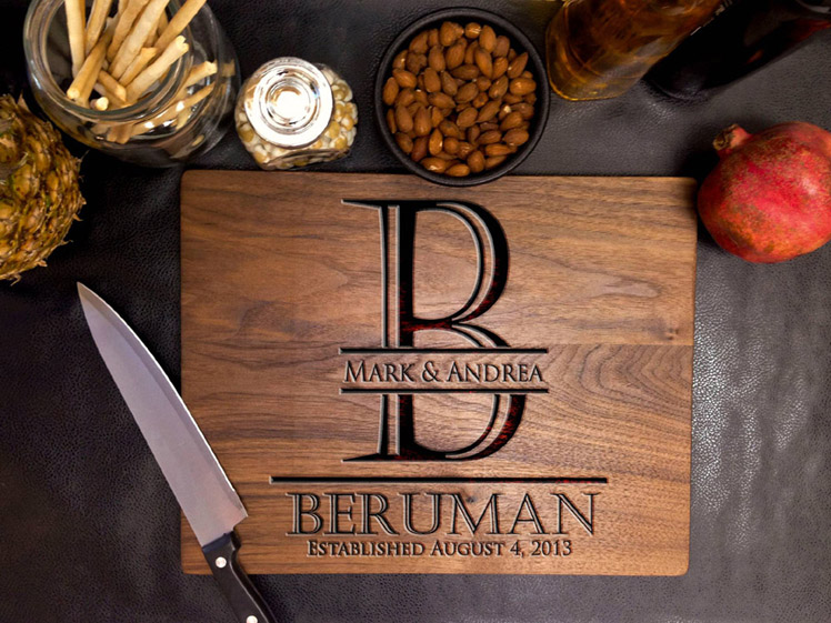 Personalized Classic Monogrammed Initial Cutting Board Rolands Housewarming Ts 