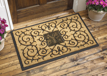 Monogrammed Medallion Rubber Backed Coir Doormat Door Mat